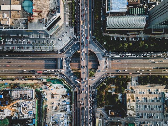 aerial view of city grid